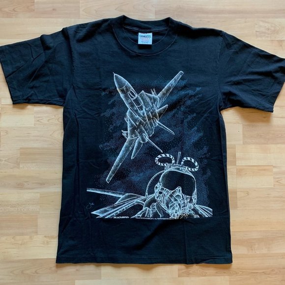 Oneita Other - Vintage 1990 Oneita Blackbird Fighter Jets Tomcat Double Sided Graphic T-Shirt